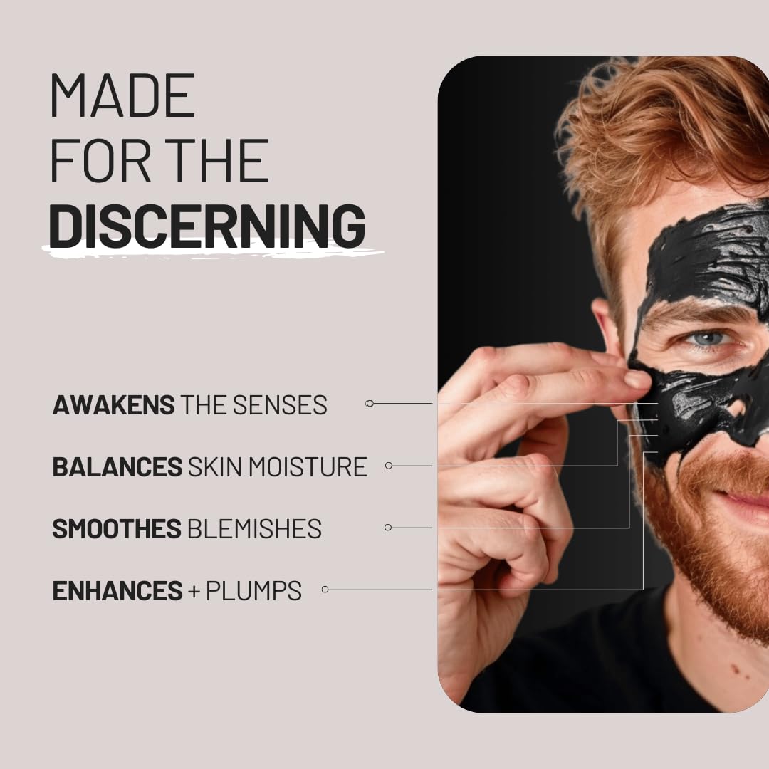 ZOUSZ Black Oud Charcoal Men’s Face Scrub & Mask – Deep Cleansing Exfoliating Clay Face Wash with Activated Charcoal, Salicylic Acid & Hyaluronic Acid – Clears Pores & Revives Skin – 50ml