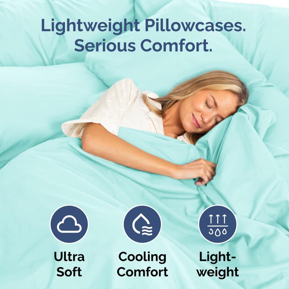 Standard Pillow Cases Set of 8 - Ultra Soft Hotel Quality Pillowcase Covers - Comfy, Cozy & Wrinkle Free - Shrink, Stain & Fade Resistant - Machine Washable Pillow Protectors - 8 Piece Set - Spa Blue