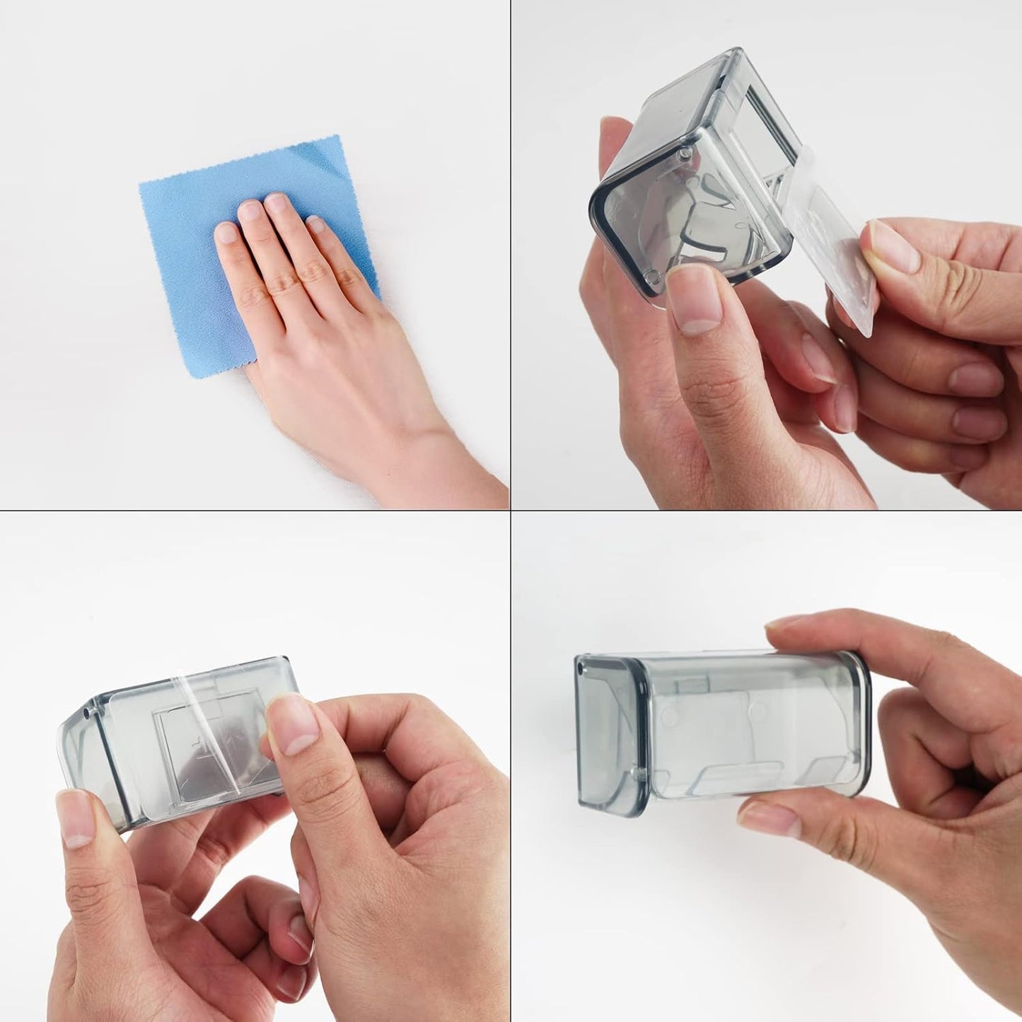 2 PCS Toothbrush Holder Wall Mounted with Cover for Bathroom, 2 Slots Toothbrush Storage Organizer for Shower, Self Adhesive Toothbrush Hanger Rack for Dorm, Cabinet (Grey)