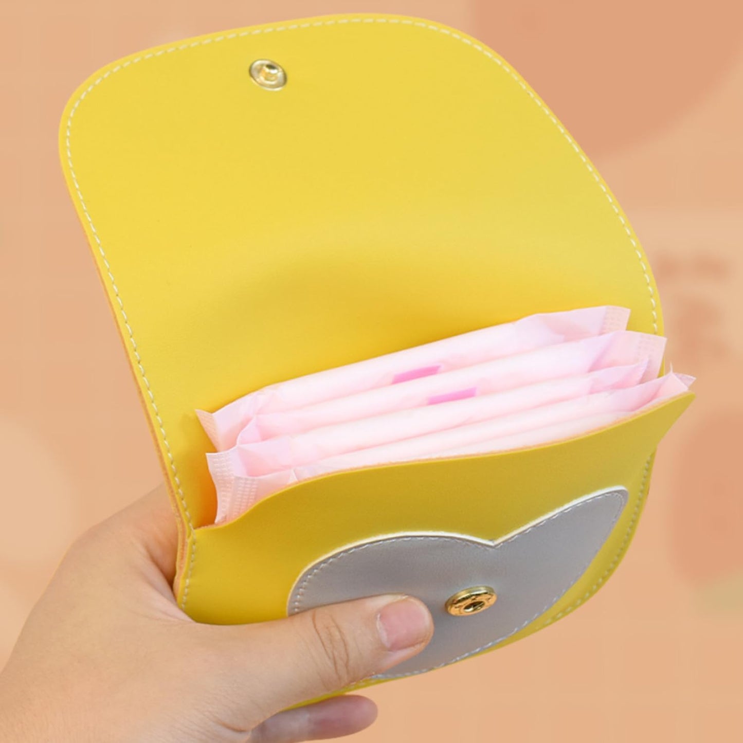 1Pcs Leather Sanitary Napkin Storage Bag, Portable Period Kit Bag, Pad Pouch Tampon Bag Sanitary Napkin Receptacle (Blue)