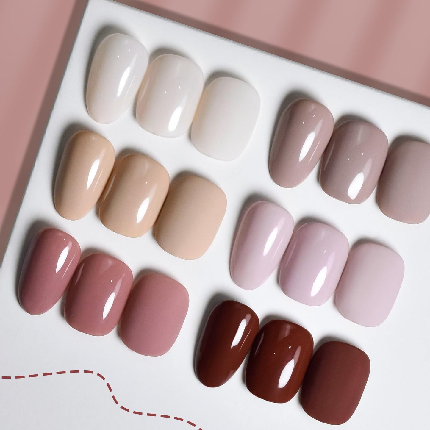 JODSONE 10ml Nude Pink Gel Nail Polish Set 6Colors Long Lasting Neutral Brown Red Purple Nail Polish Lacquer Glossy Art for Nail and Salon Need U V Lamp