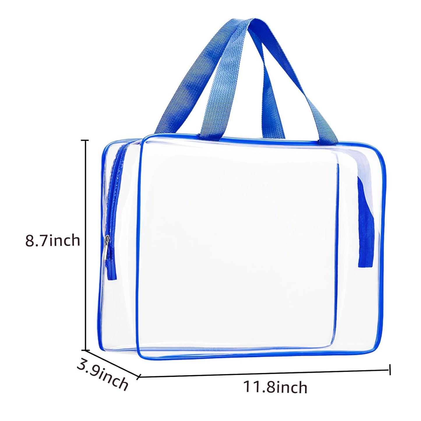 2Pcs Crystal Clear PVC Travel Toiletry Bag Kit for Women Men, Waterproof Vinyl Packing Organizer Storage Bags with Zipper Handle Straps, Cosmetic Pouch Carry on Airport Airline Compliant Bag Handbag