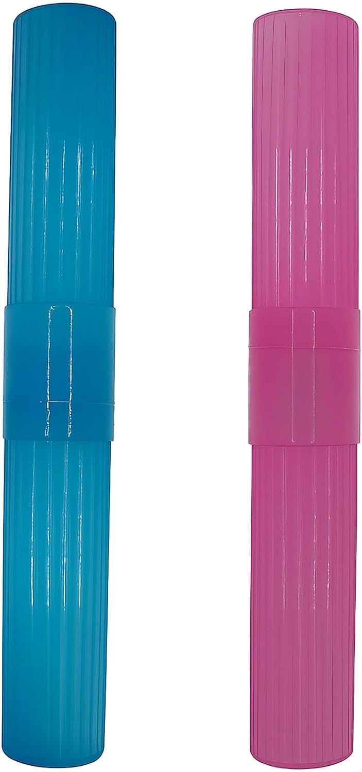 Toothbrush Holder (Blue & Pink) - Made in The USA. W/Ventilation Holes.