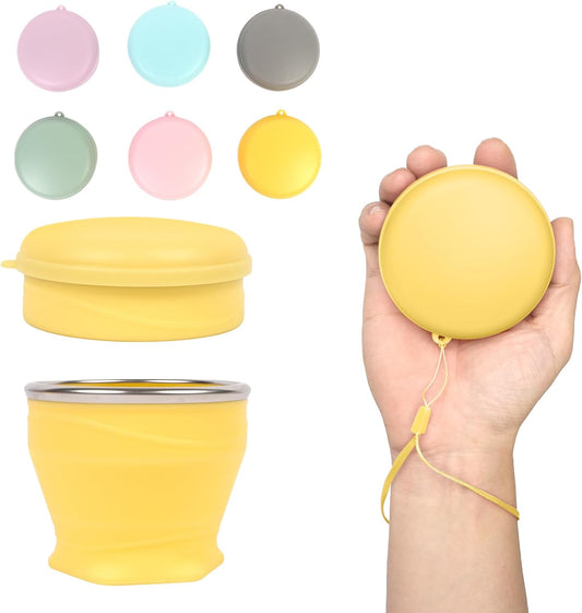 Silicone Collapsible TravelCup - Silicone Folding Camping Cup with Lids -Collapsible Water Cup- Foldable Drinking Cup - for Travel, Camping, Hiking,Outdoor Sports,[6oz]