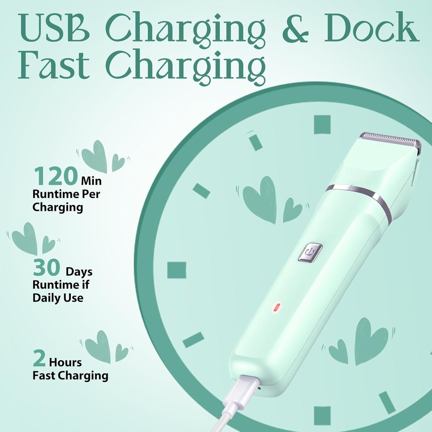 Dermave Bikini Shaver - Dusk Razor with Dual Head Electric Shaver (Body & Facial), IPX7 Waterproof Design, Painless Trimmer for Underarm/Legs/Bikini Line, Fashion Self-Care Gifts for Her (Green)