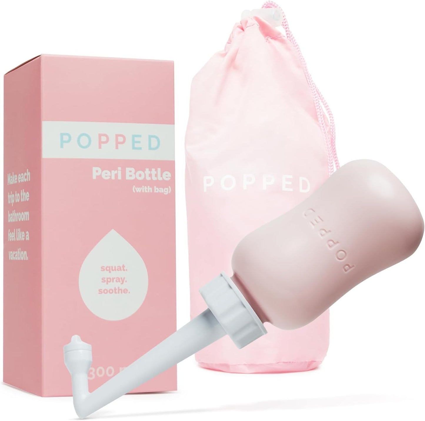 Popped Peri Bottle for Postpartum Care | Portable Bidet | Spray Bottle for Pain Relief, Tears, and Hemorrhoids After Birth | Postpartum Essential (Pink, 10 oz)