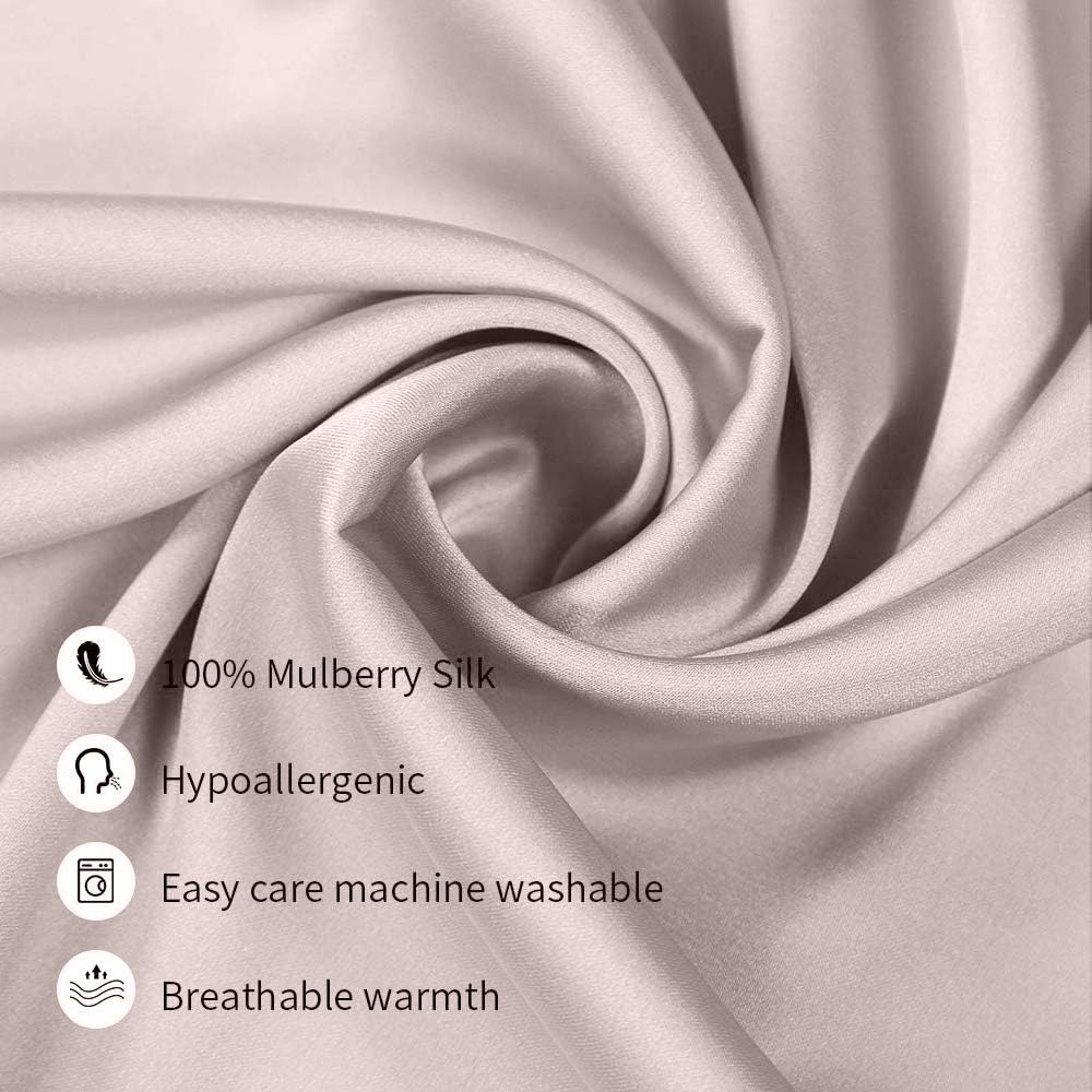 100% Mulberry Silk Pillowcases Set of 2 for Hair and Skin and Super Soft and Breathable Queen Size Nature Silk Pillowcases (Queen, Apricot Gray)