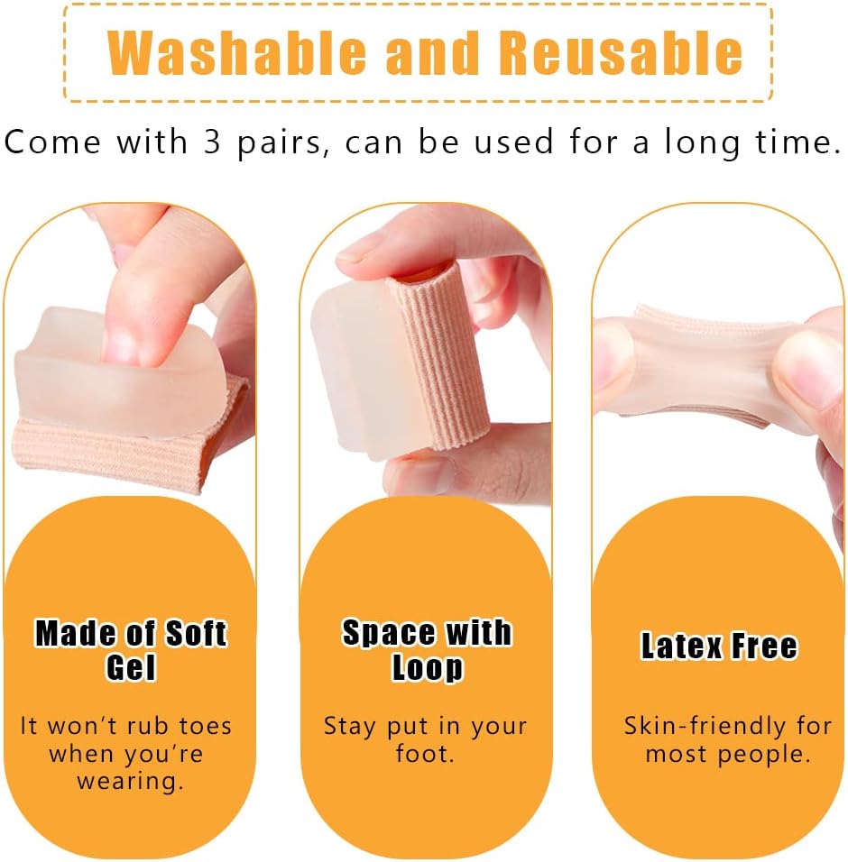 Povihome 8 Pack Gel Toe Spacer Separators, Bunion Corrector for Overlapping Toe with Soft Gel Lining for Hallux & Bunion Pain Relief (3 Pack of Large Size+ 2 Pack of Medium +3 Pack of Small)