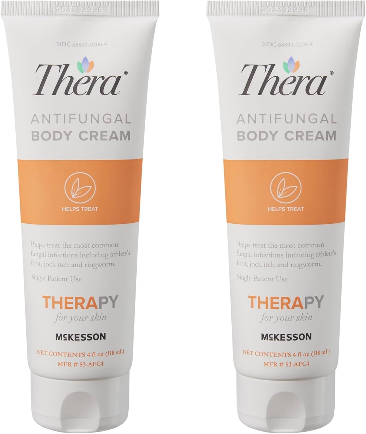 Thera McKesson’s Antifungal Cream, 2% Miconazole Nitrate, Body, Skin, Athletes Foot Treatment - Relief for Ringworm, Jock Itch - 4 oz, Pack of 2