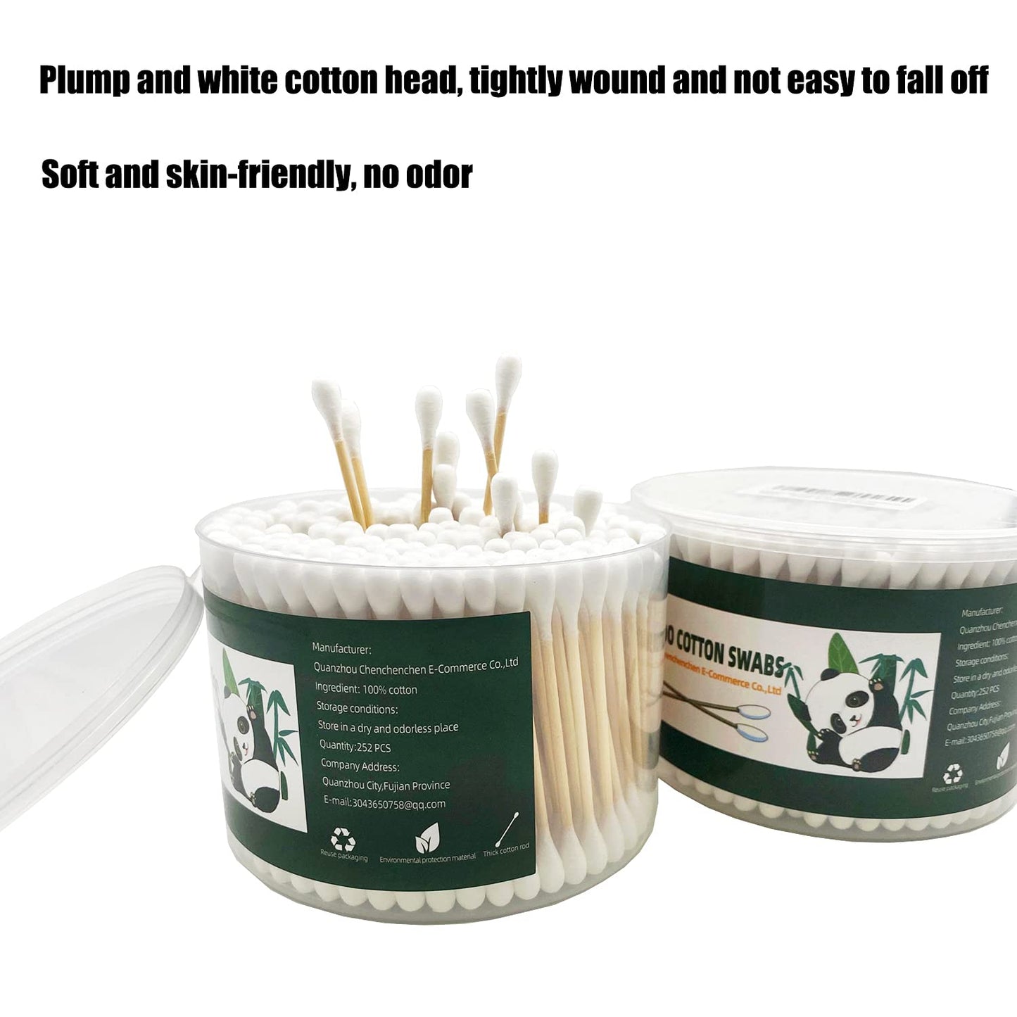 Thick Cotton Swabs,XL Size Natural Bamboo Cotton Buds,Organic Biodegradable, Large Double Tips Swabs, Extra Absorbent Cotton Swabs For Cleaning