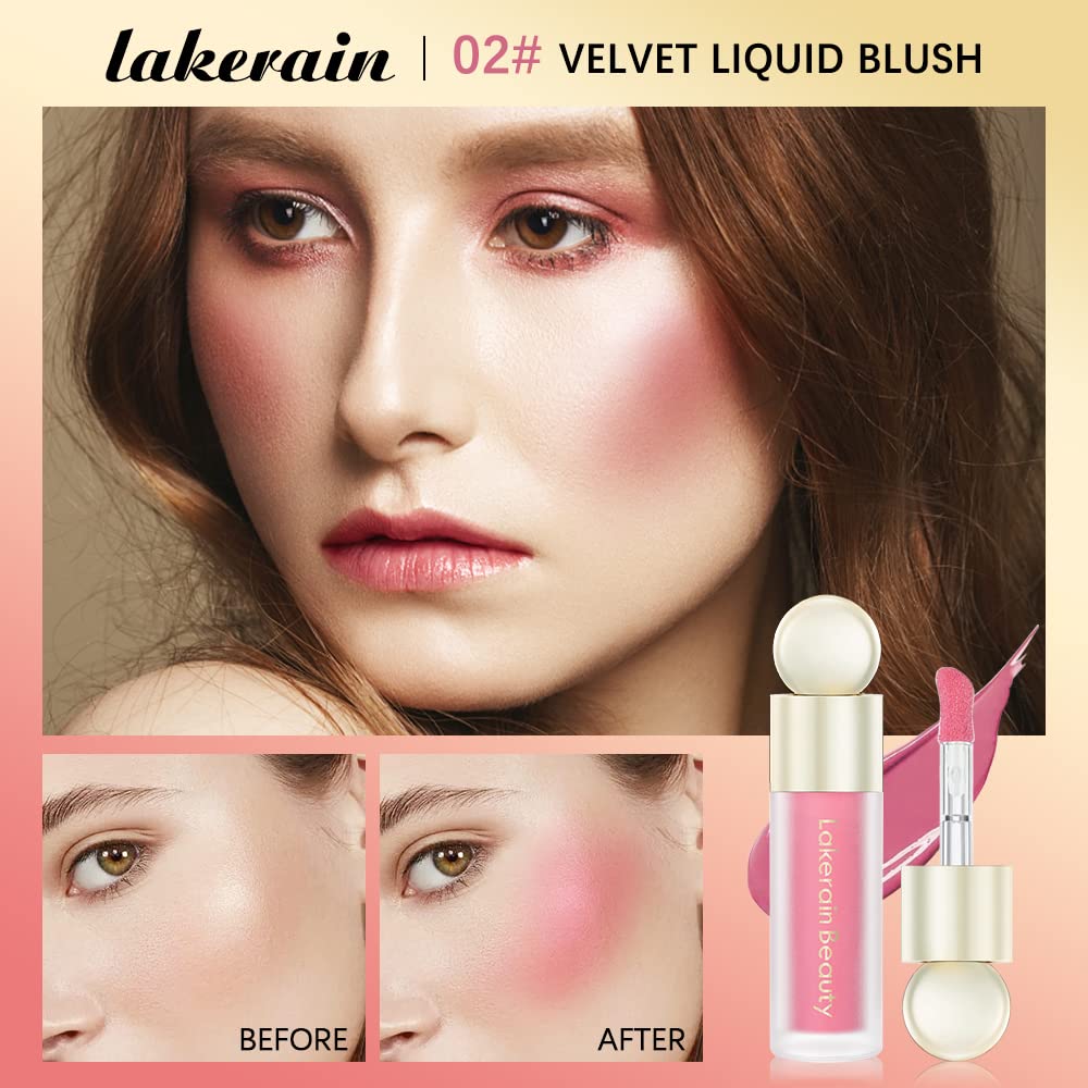 Liquid Blush Stick For Cheeks, Soft Velvet Cream Face Cheek Tint, Natural Matte Pink Red Blush Skin Tint, Waterproof Long Lasting Dewy Makeup, Moisturizing Lightweight Blendable (2#)