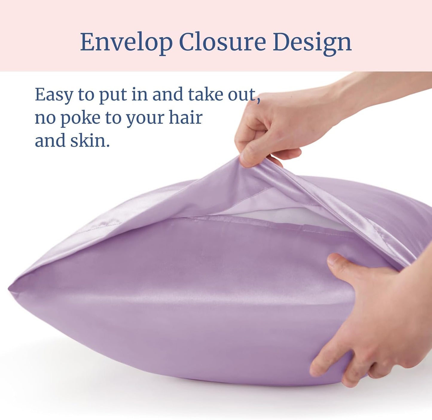 BEDELITE Satin Pillowcase for Hair and Skin, Super Soft and Cooling Similar to Silk Pillow Cases 2 Pack with Envelope Closure, Gift for Women Men(20"x30" Queen Size, Lavender)