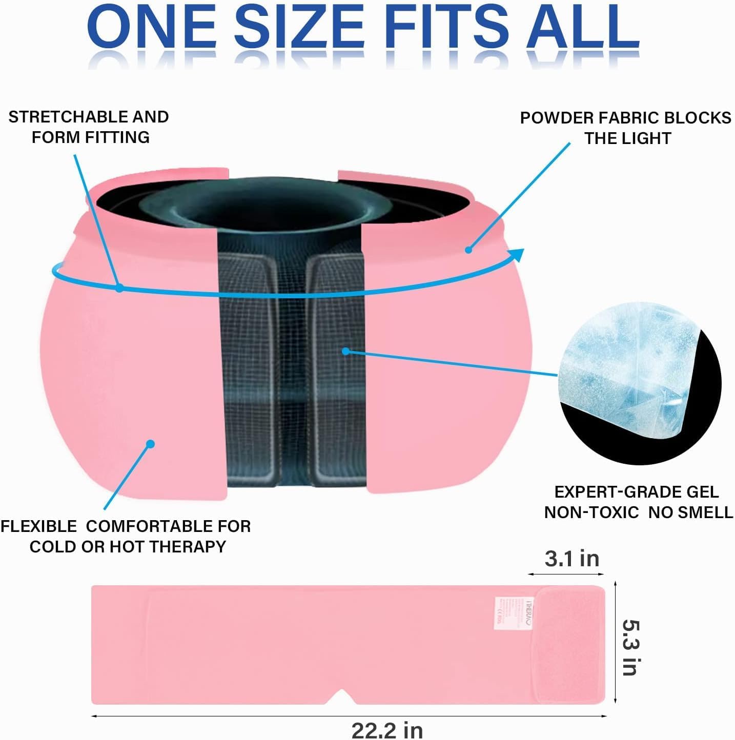 Migraine Relief Cap, Migraine Ice Head Wrap, Headache Ice Hat, Cold Therapy Headache Relief Cap for Migraine Eyes Mask Pink Headache Ice Pack for Puffy Eyes, Tension, Sinus & Stress Relief