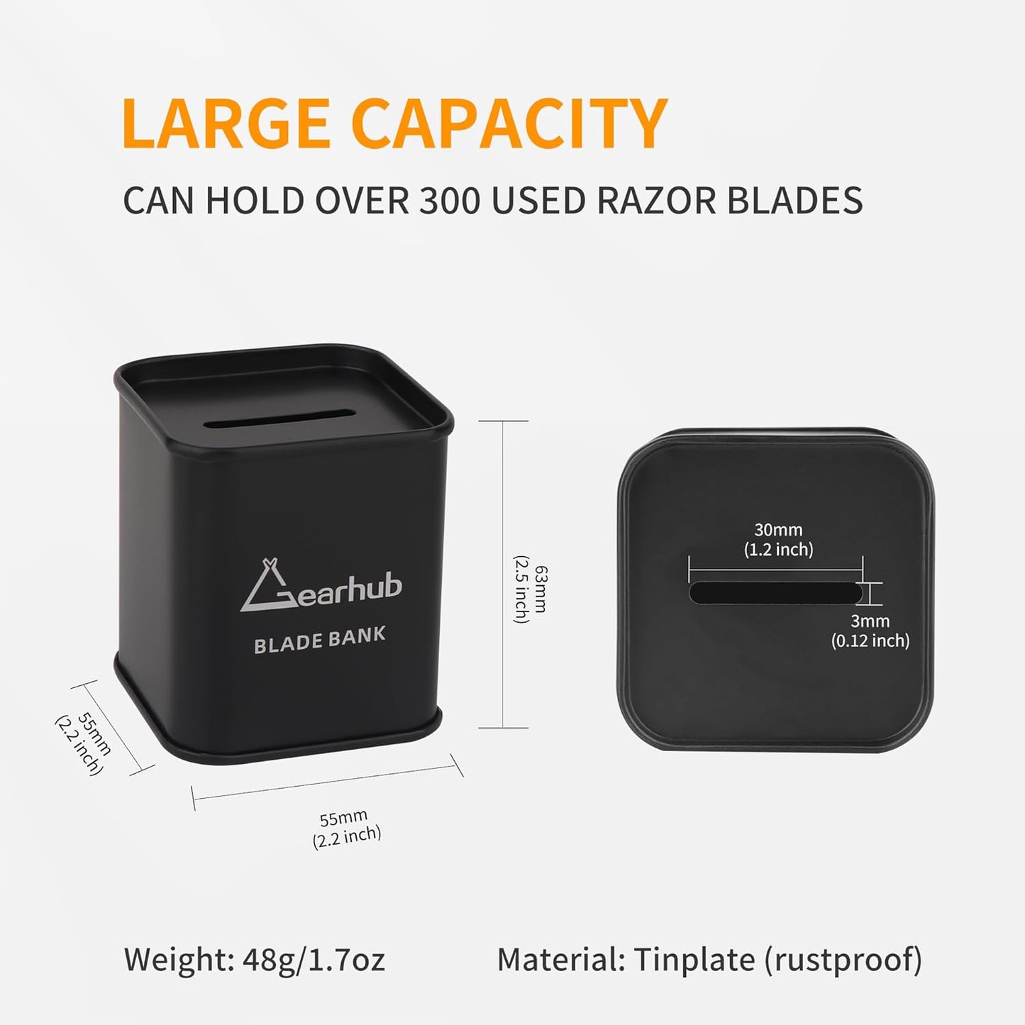 Gearhub Blade Bank Safely Store Used Safety Razor Blades Large Capacity Disposal for Barber Shops & Personal Use Sealed Design Holds 300+ Blades, Compact & Durable