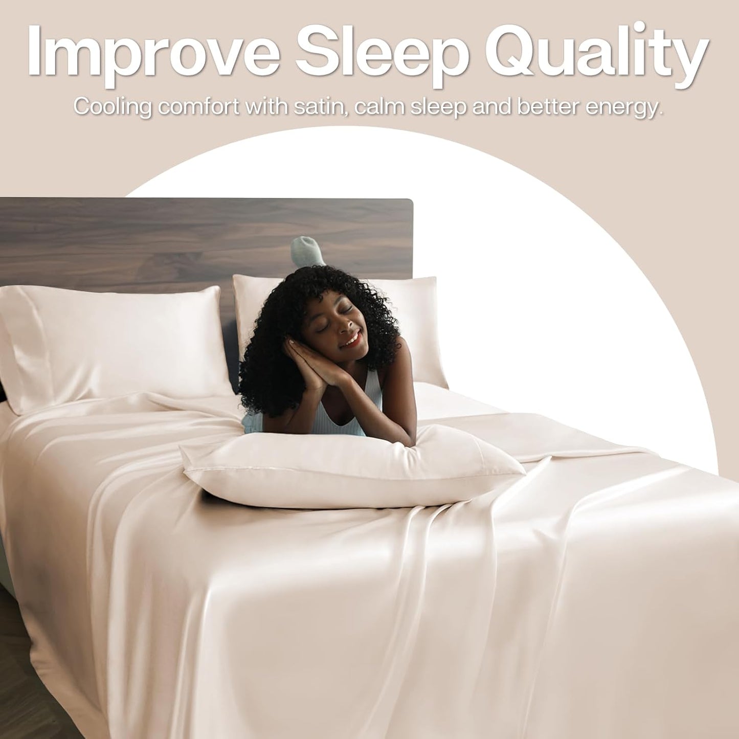 MR&HM Satin Pillowcase for Hair and Skin, Silk Satin Pillowcase 2 Pack, King Size Pillow Cases Set of 2, Silky Pillow Cover with Envelope Closure (20x36, Beige)