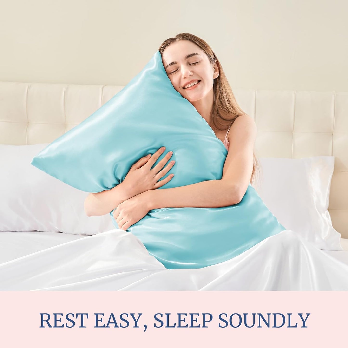 BEDELITE Satin Pillowcase for Hair and Skin, Super Soft and Cooling Similar to Silk Pillow Cases 2 Pack with Envelope Closure, Gift for Women Men(20"x40" King Size, Blue)