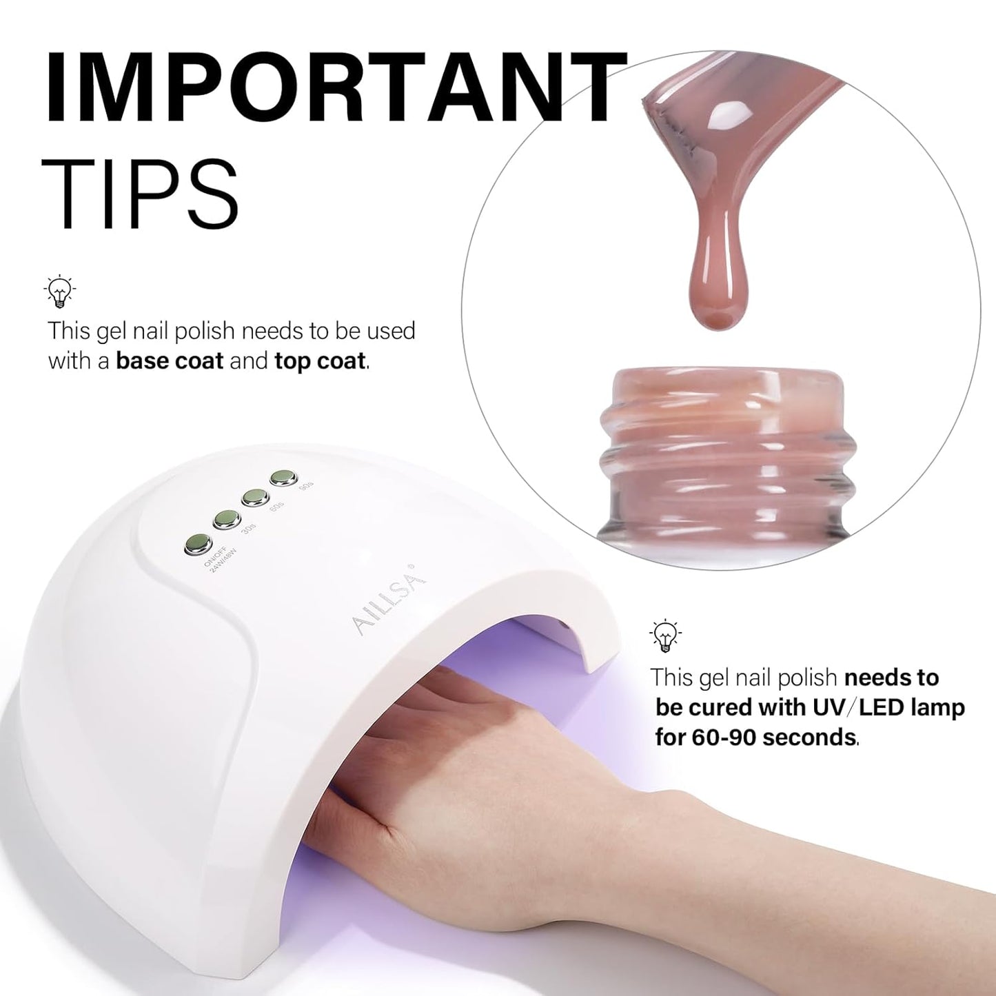 AILLSA Jelly Nude Gel Polish Dark Nude Gel Nail Polish Natural Translucent Nail Polish Soak Off U V Neutral Color Sheer Base Polish for Nail Art DIY French Manicure at Home 0.51 Fl Oz /GB55