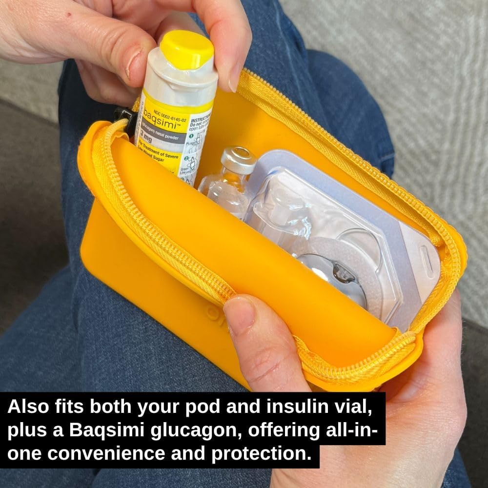 Omnipod Protective Travel Case | Silicone Storage fits an Insulin Vial and One Pod| Diabetic Care Products | Diabetes Supplies Organizer (Pink Blue Purple Stripe)