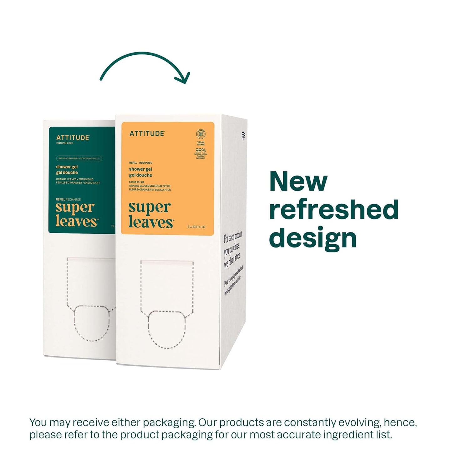 ATTITUDE Body Wash, EWG Verified Shower Gel, Dermatologically Tested, Plant and Mineral-Based, Vegan Personal Care Products, Orange Blossom & Eucalyptus, Bulk Refill, 67.6 Fl Oz