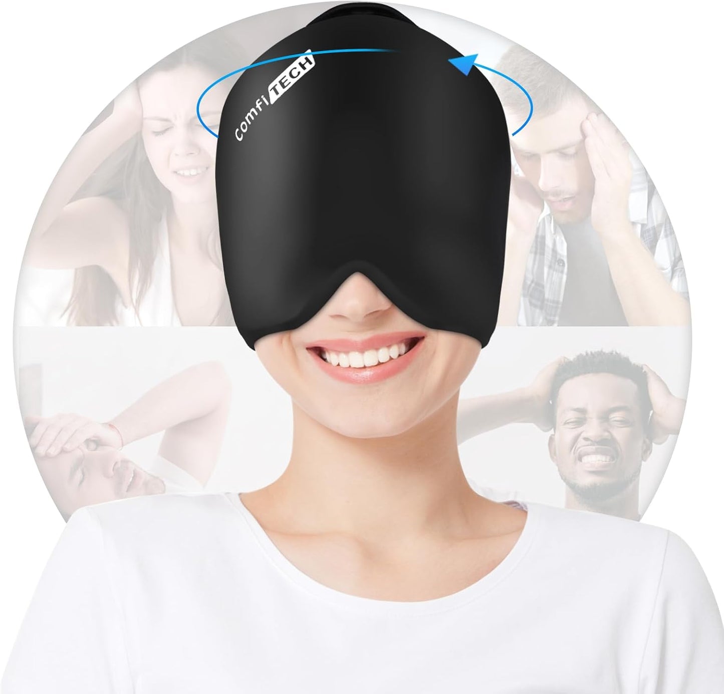 ComfiTECH Head Ice Pack 2 Pack Cooling Gel Cap Reusable Cold Wrap for Head and Eye Comfort and Relaxation, Medium