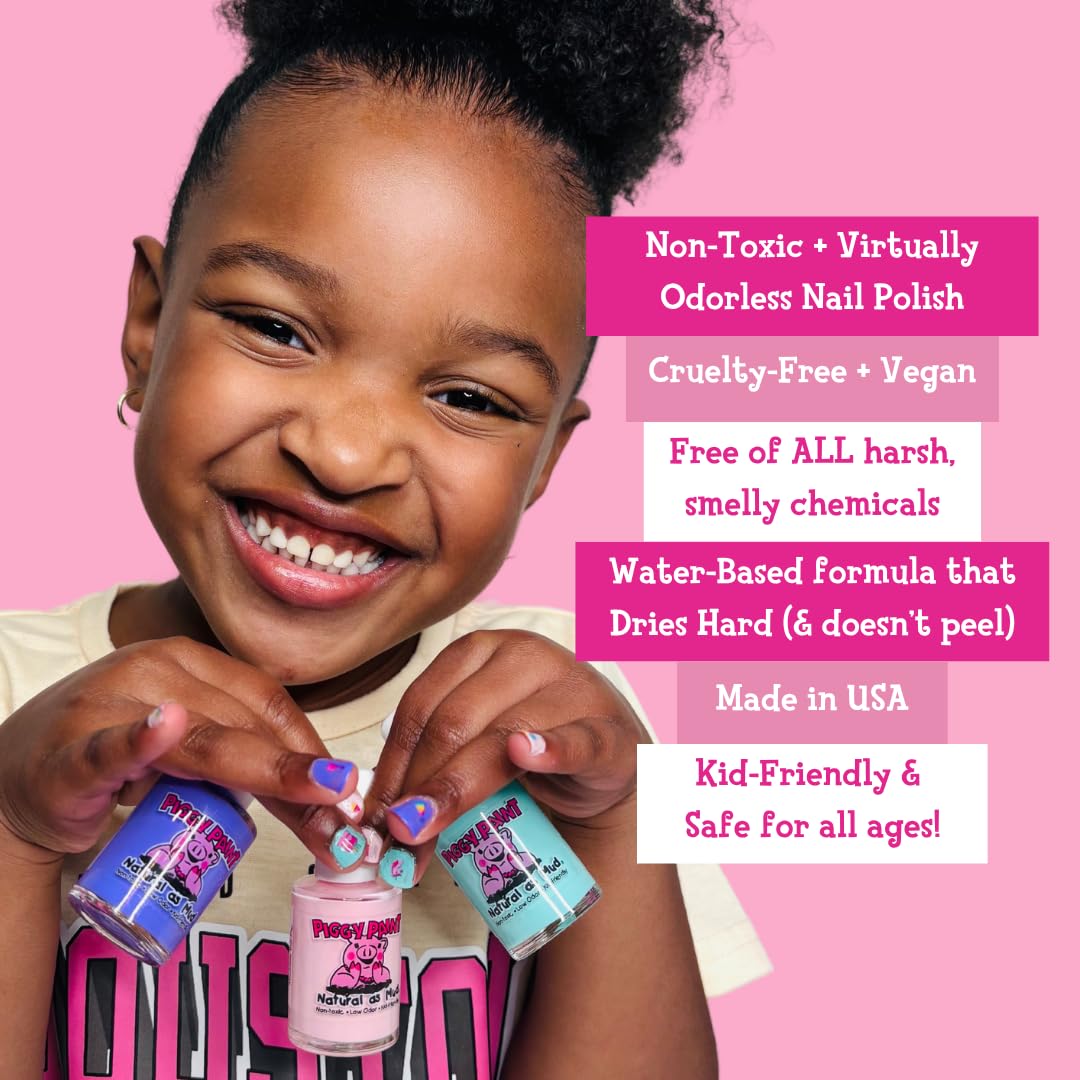 Piggy Paint | 100% Non-Toxic Girls Nail Polish | Safe, Cruelty-free, Vegan, & Scented for Kids | Scented Fruit Fairy (4 Pack Kit)
