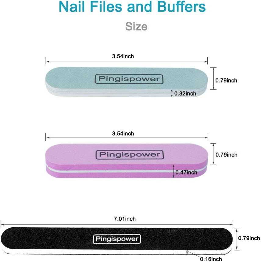 Nail Files and Buffers Kit, 15PCS Professional Emery Board Nail File for Natural & Acrylic Nails, Reusable with Washable 100/180 & 600/3000 Grit Nail Buffer Block Suit Home and Salon