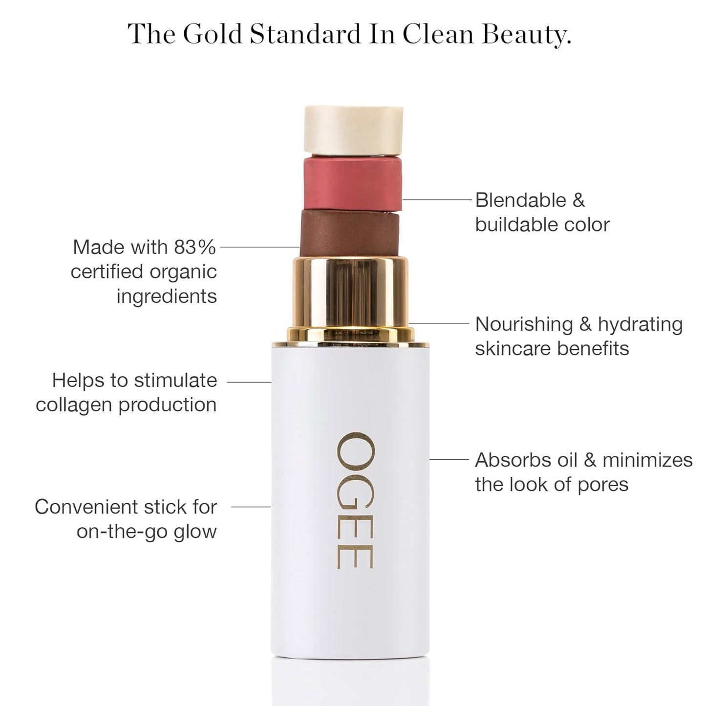 Ogee Face Stick Crystal Collection Trio - Contour Stick Makeup Collection - Certified Organic Contour Palette - Includes Bronzer Stick, Blush Stick & Highlighter Stick