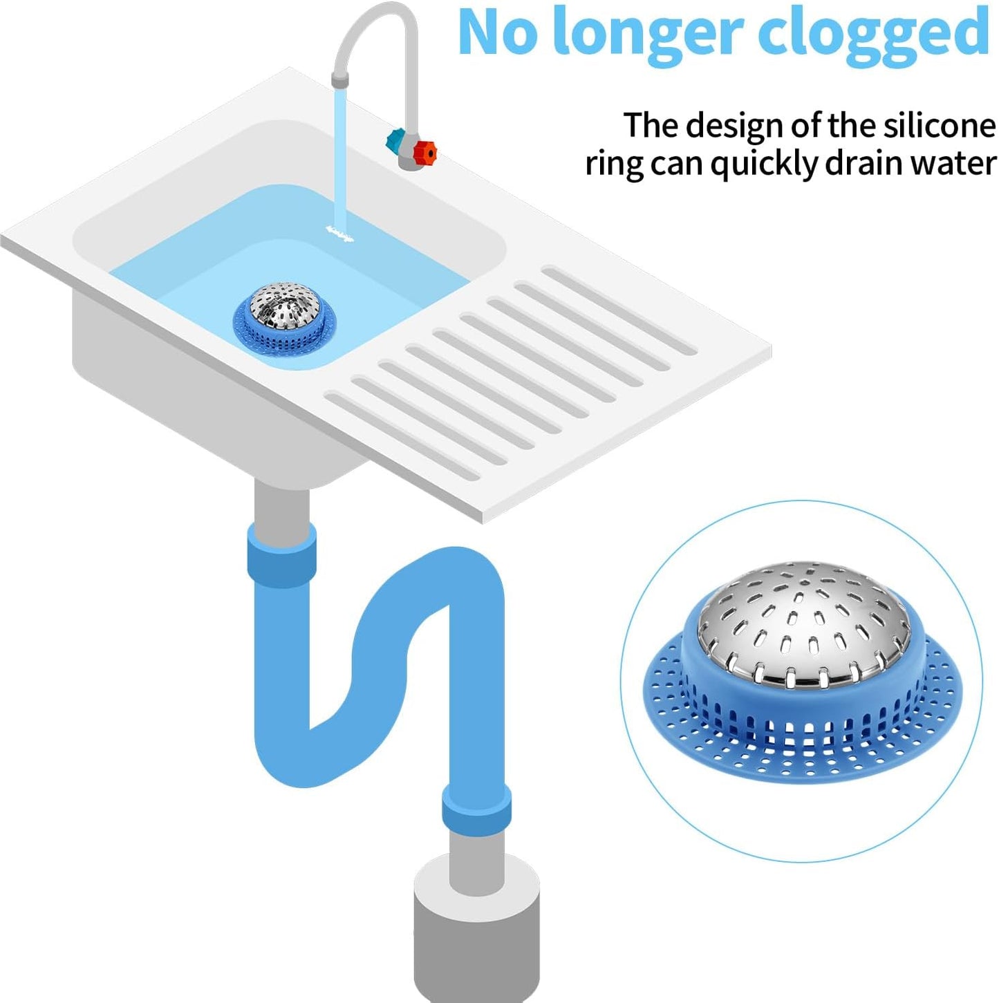 Shower Drain Hair Catcher, Shower Drain Cover, Bathtub Drain Hair Catcher for Pop-Up & Regular Drains