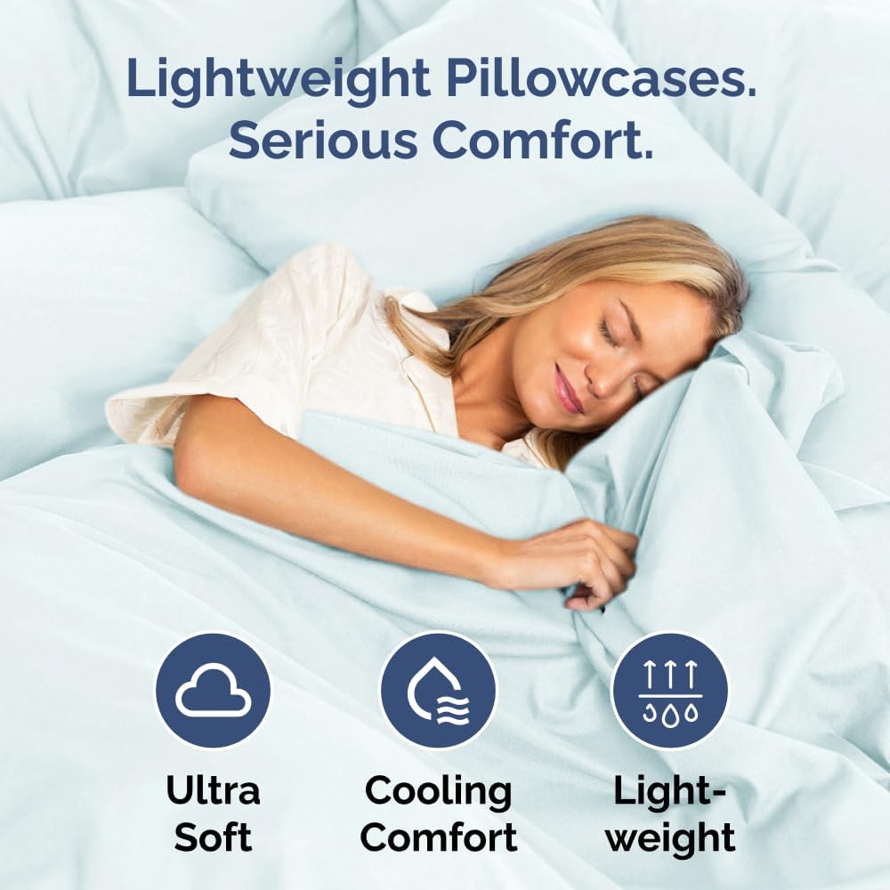 Queen Pillow Cases Set of 2 - Ultra Soft Hotel Quality Pillowcase Covers - Comfy, Cozy & Wrinkle Free - Shrinkage, Stain & Fade Resistant - Machine Washable Pillow Protectors - 2 Piece Set - Ice Blue