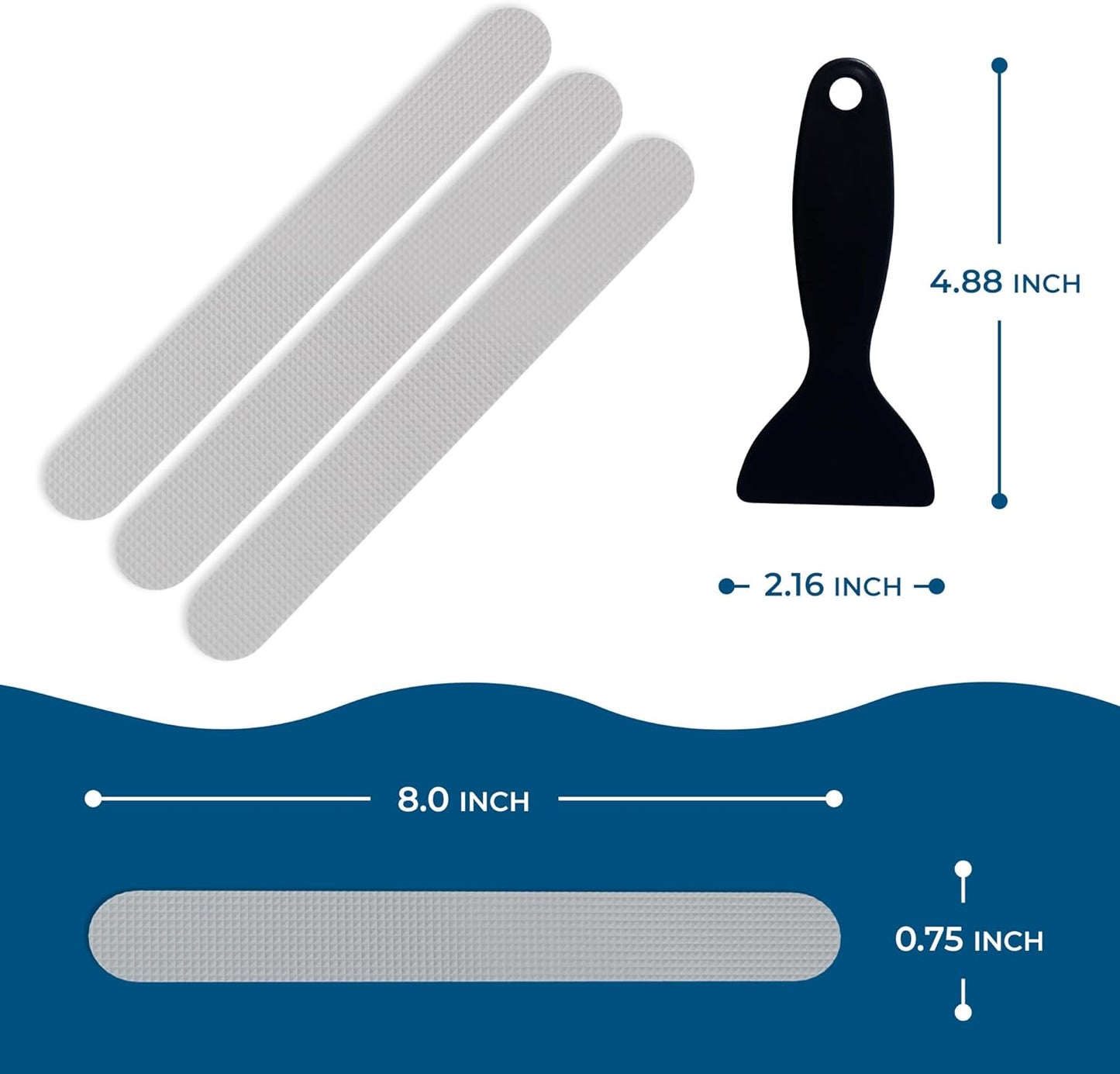 Anti Slip Shower Stickers 24 PCS, Grey Non-Slip Shower Strips for Adults, Premium Adhesive Bath Tub Stickers