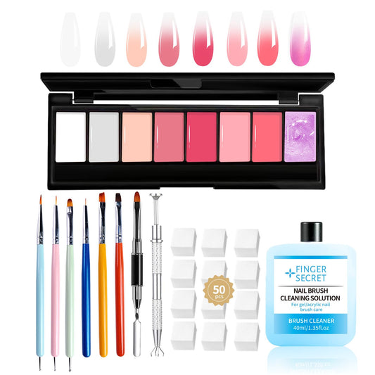 8 Colors Ombre Gel Pat Nail Polish Set,Ombre Pigment for Nails,Gradient Painting Gel with 50Pcs Nail Sponges for 3D Gels Nail Art can be Painted in Salon or Home Use