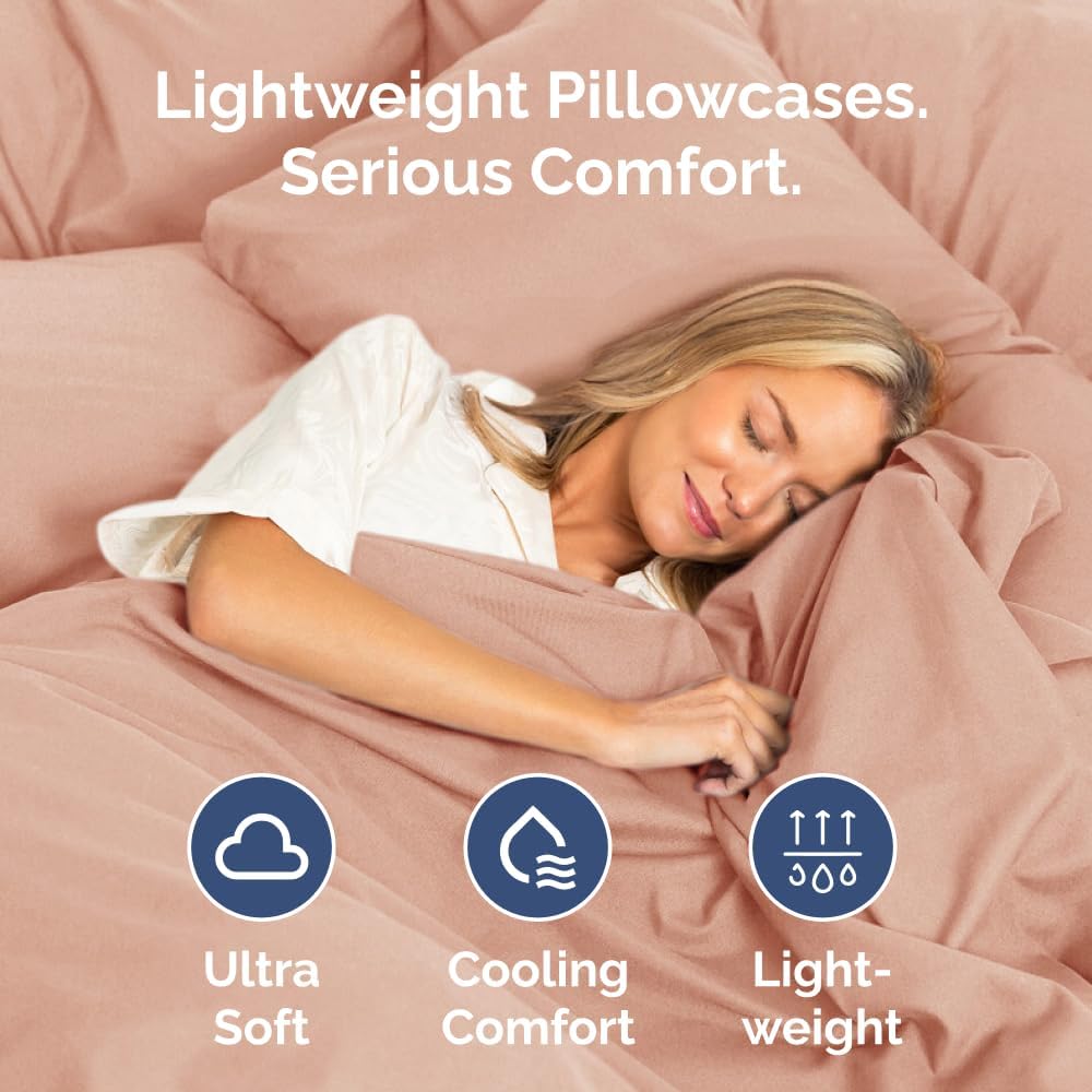 Queen Pillow Cases Set of 4 - Ultra Soft Hotel Quality Pillowcase Covers - Comfy, Cozy & Wrinkle Free - Shrinkage, Stain and Fade Resistant - Machine Washable Pillow Protectors - 4 Piece Set - Mauve