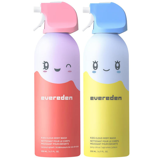 Evereden Kids Cloud Body Wash Duo - Gentle, Nourishing Toddler Body Wash for Delicate Skin, Coconut Splash & Juicy Citrus Scents, Creamy Hydrating Formula, 2 Pack (6.7 fl oz Each)