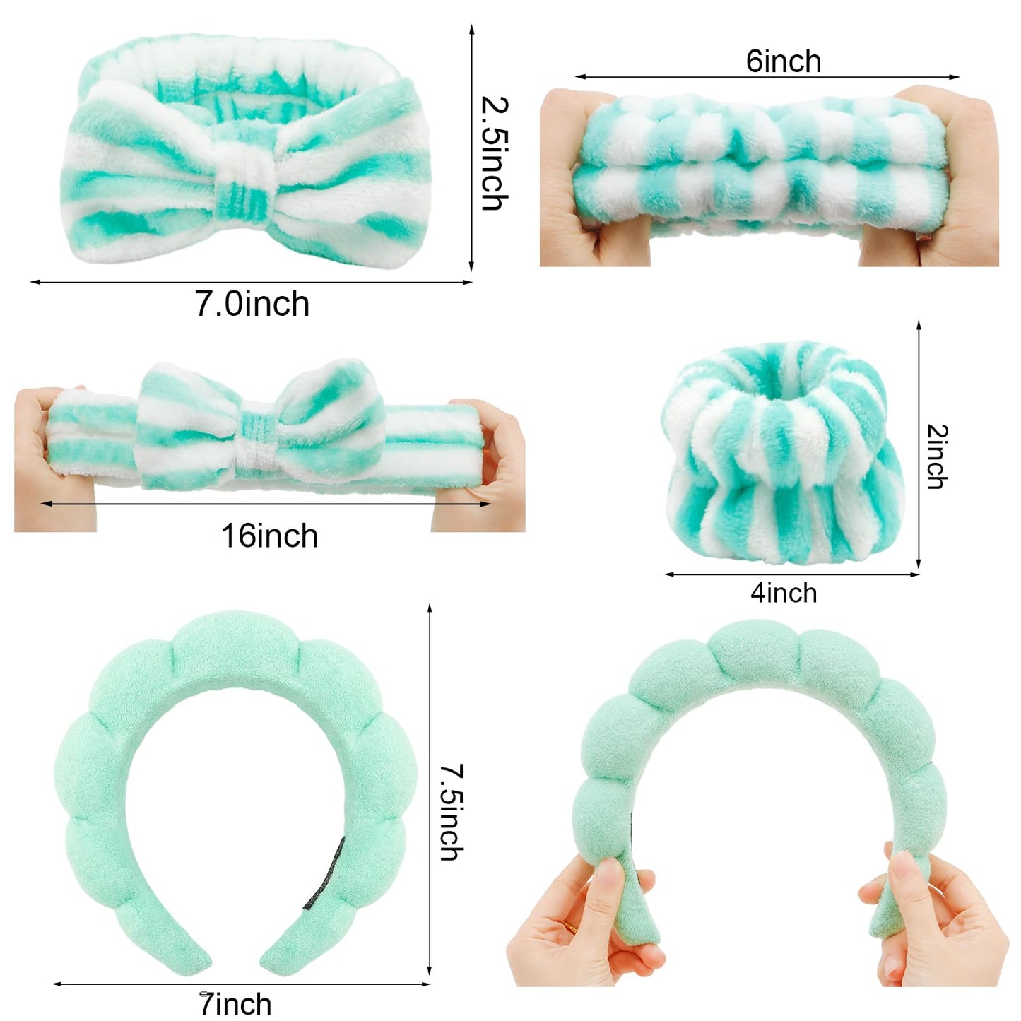 Chanaco Spa Headband, Makeup Headband with Wrist Towels, Hair Accessories for Women and Girls