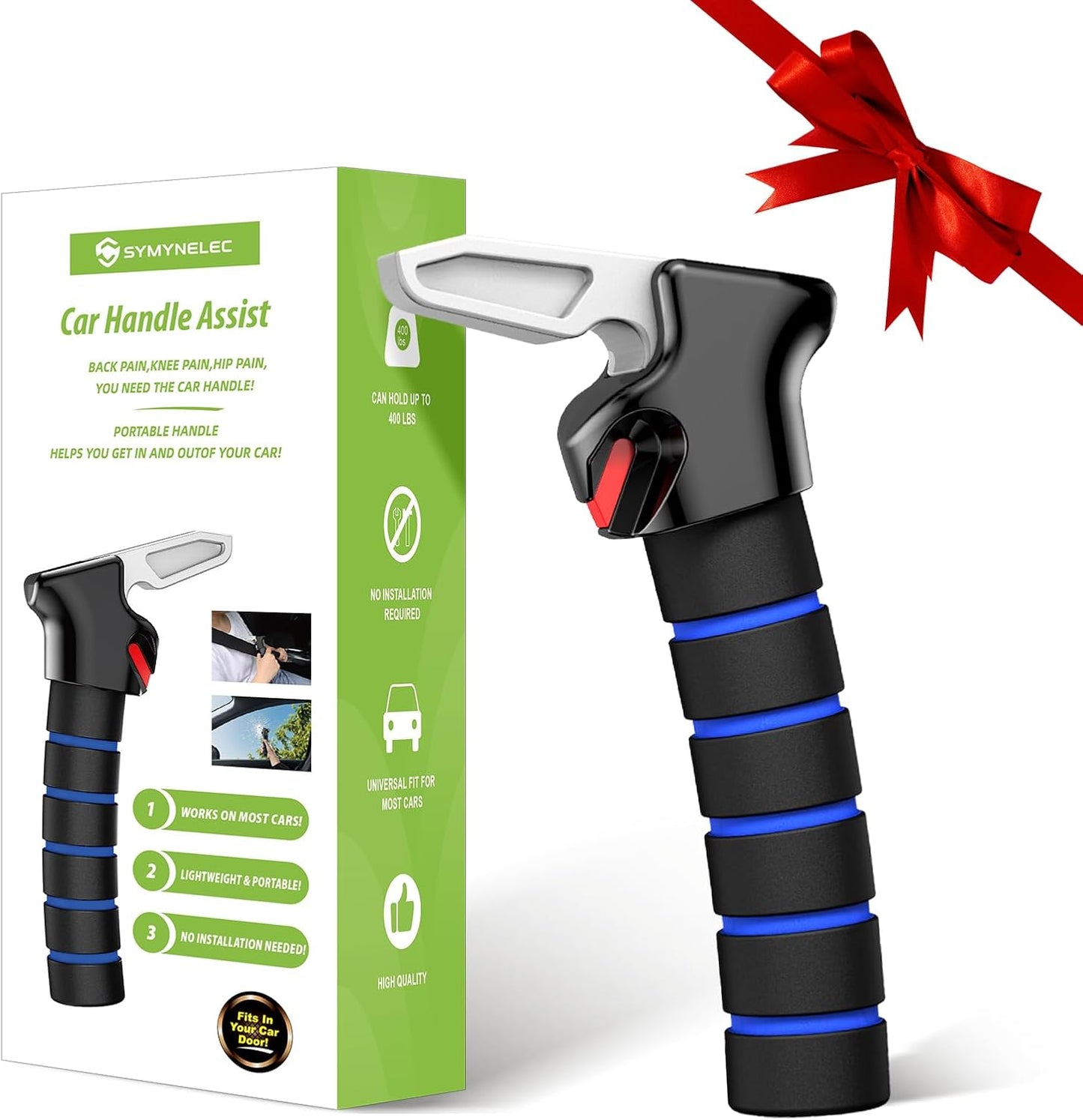 SYMYNELEC Car Door Handle for Elderly: Non-Slip Grip and Sturdy Assist Support - Fits Most Vehicles for Easy Getting in and Out of Car - Helpful for Seniors Handicapped Pregnant Women Children