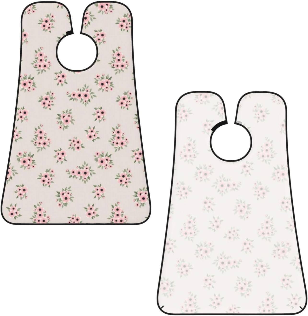 Ultimate Shaving Bib, Beard Trimming Apron with Hair Catcher, Pink Purple Daisy Flowers Green Leaves Floral