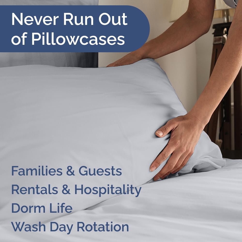 Standard Pillow Cases Set of 8 - Ultra Soft Hotel Quality Pillowcase Covers - Comfy & Wrinkle Free - Shrink, Stain and Fade Resistant - Machine Washable Pillow Protectors - 8 Piece Set - Steel Blue