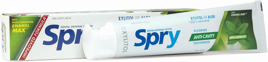 Spry Xylitol Toothpaste with Fluoride, Natural Spearmint, Anti-Cavity, 5 oz (3 Pack)