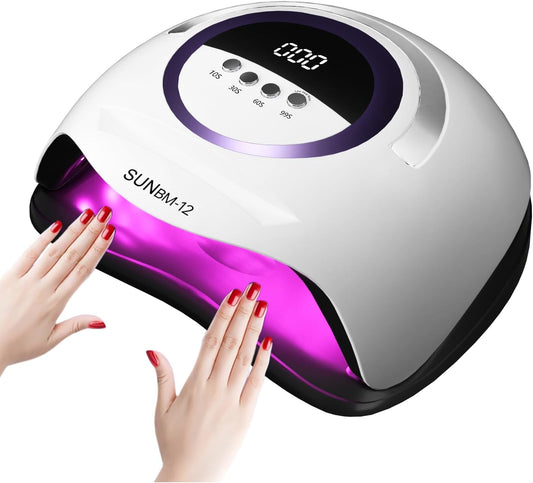 UV LED Nail Lamp with 72 Beads, 300W Nail Curing Lamps for Gel Polish with Automatic Sensor/4 Timer Setting,Led Nail Dryer, Professional Nail Art Drying Tools for Fingernail and Toenail.BM-12 PRO