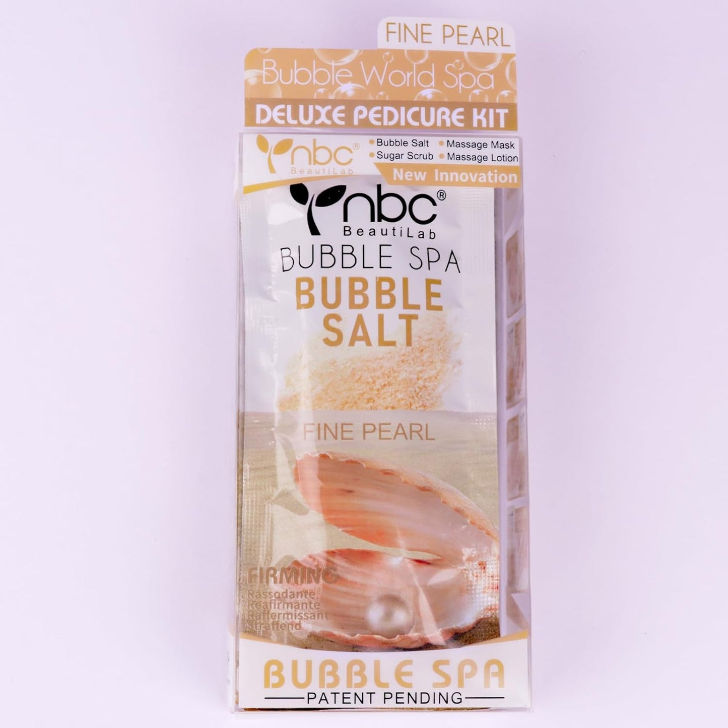 Pedicure Kit Foot Soak Set: Bubble Salt, Sugar Scrub, Massage Mask, Massage Lotion in a Box, 4 Step Foot Spa Kit for Dry Feet,Tired Feet（1 Set Pearl )