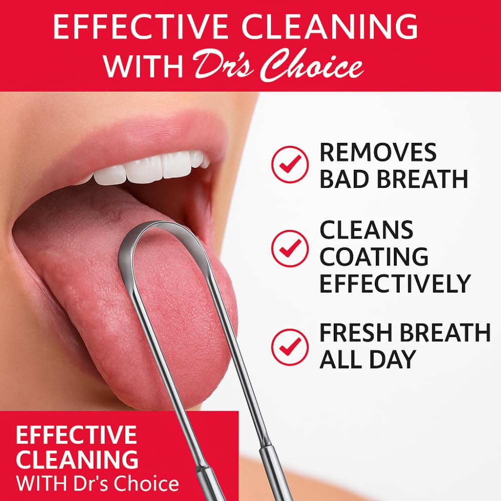 Stainless Steel Tongue Scraper for Adults – Durable, Rust-Resistant Tongue Cleaner with Ergonomic Grip for Daily Oral Care & Fresh Breath – Reusable & Travel-Friendly (Pack Of 4)
