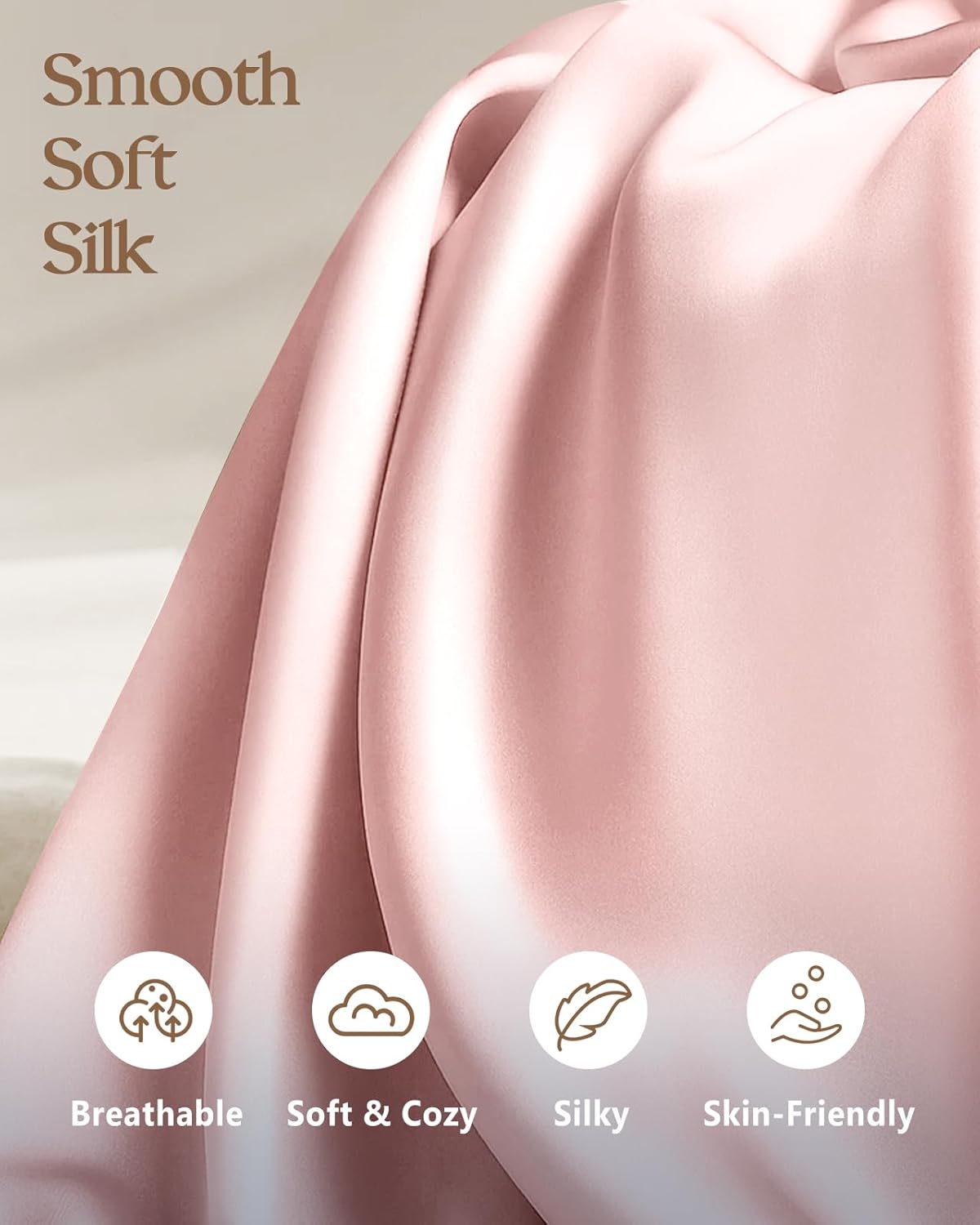 Silk Pillowcase 2 Pack - Pillow Cases Queen Set of 2 Size 20" x 30" for Hair and Skin Smooth Soft Breathable with Hidden Zipper Cooling Pillow Covers for Sleeping Women, Coral