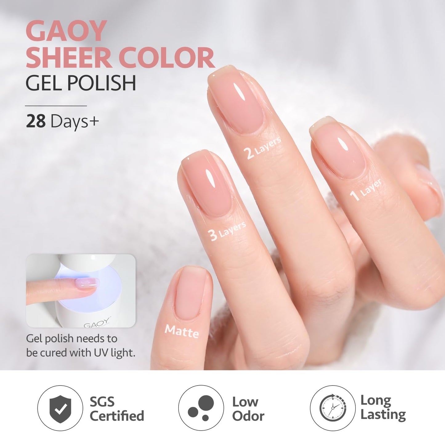GAOY Nude Jelly Gel Nail Polish of 6 Transparent Pink Brown Shimmer Colors Sheer Gel Polish Kit for Salon Manicure and Nail Art DIY at Home
