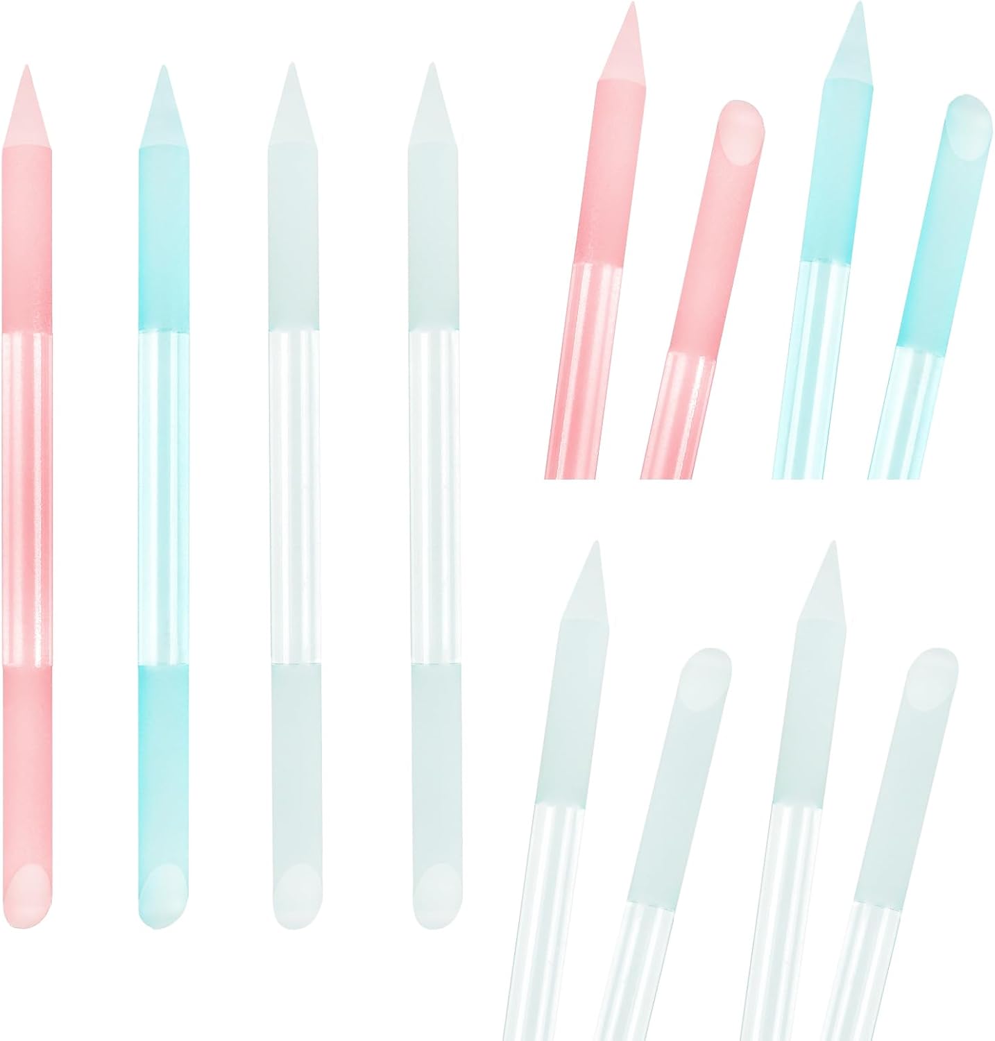 4Pcs Glass Cuticle Pusher, Crystal Cuticle Pusher Glass File, Dual-Ended Manicure Stick, Professional Precision Filing Cuticle Remover, Manicure Pedicure Tools for Nails and Cuticles Care…