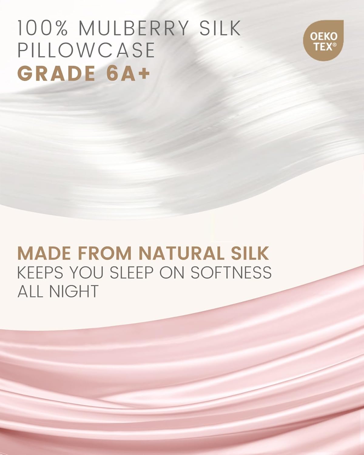 THXSILK 100% Mulberry Silk Pillowcase for Hair and Skin, Concealed Zipper, Both Sides Grade 6A+ Silk, Organic Silk Pillowcase Standard Size 20x26 inches, 1PC, Light Pink