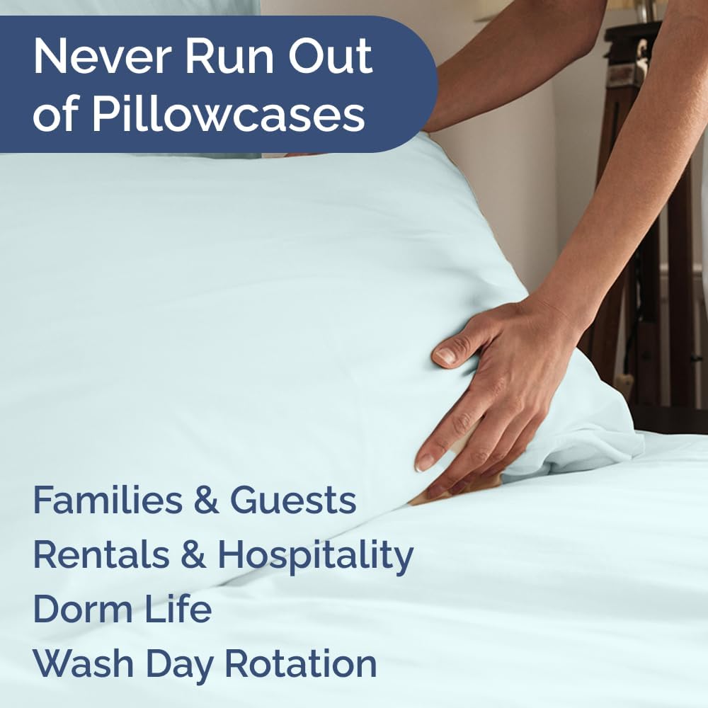 Standard Pillow Cases Set of 8 - Ultra Soft Hotel Quality Pillowcase Covers - Comfy, Cozy & Wrinkle Free - Shrink, Stain & Fade Resistant - Machine Washable Pillow Protectors - 8 Piece Set - Ice Blue