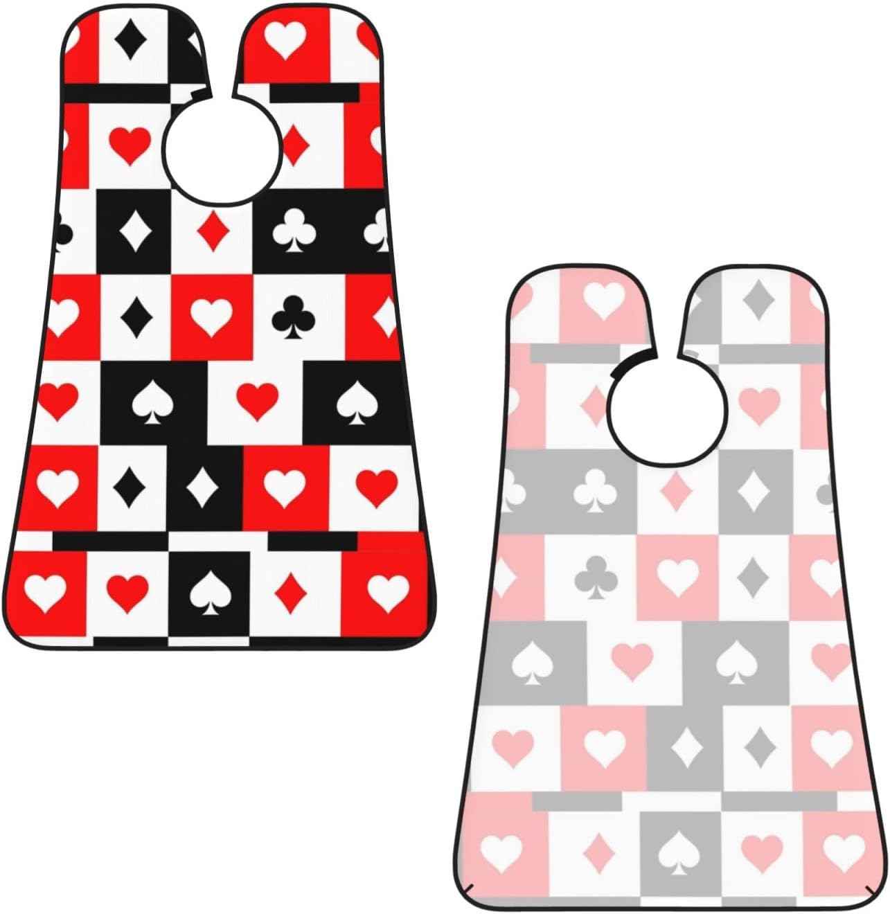 Beard Grooming Cape, Waterproof Hair Catcher for Shaving Trimming, Non-Stick Bib Apron Gifts for Dad Men, Checkered Suits Hearts Diamonds Clubs Spades Poker Playing Cards Shave Bib