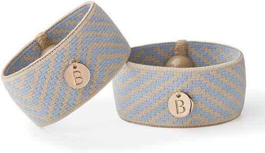 Blisslets Acupressure Relief Band - Cartagena Collection - Parentage (Blue/Camel/Gold, Large - 6 3/4" - 7 1/2")