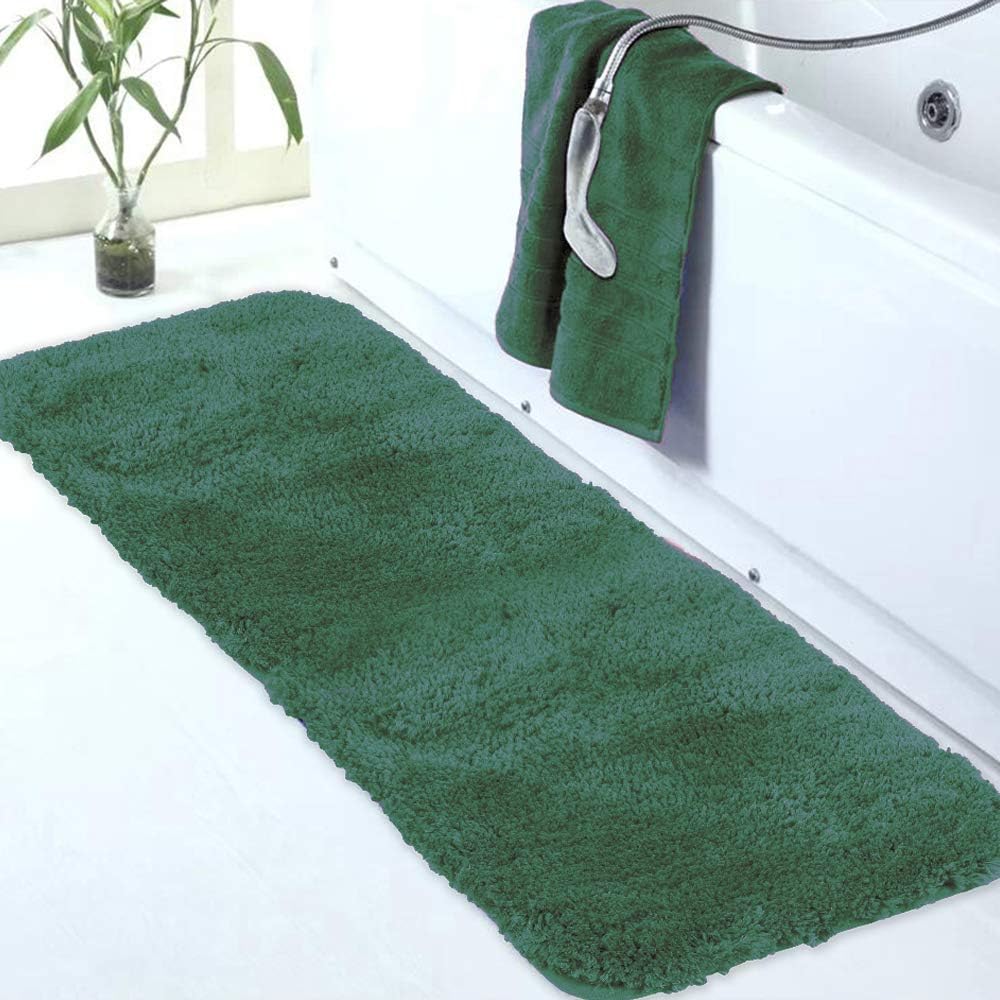 Walensee Bathroom Rug (24 x 72, Hunter Green) - Extra Soft, Absorbent Shaggy Microfiber Bath Mat, Non Slip, Machine Washable, Luxury Bathroom Floor Mat