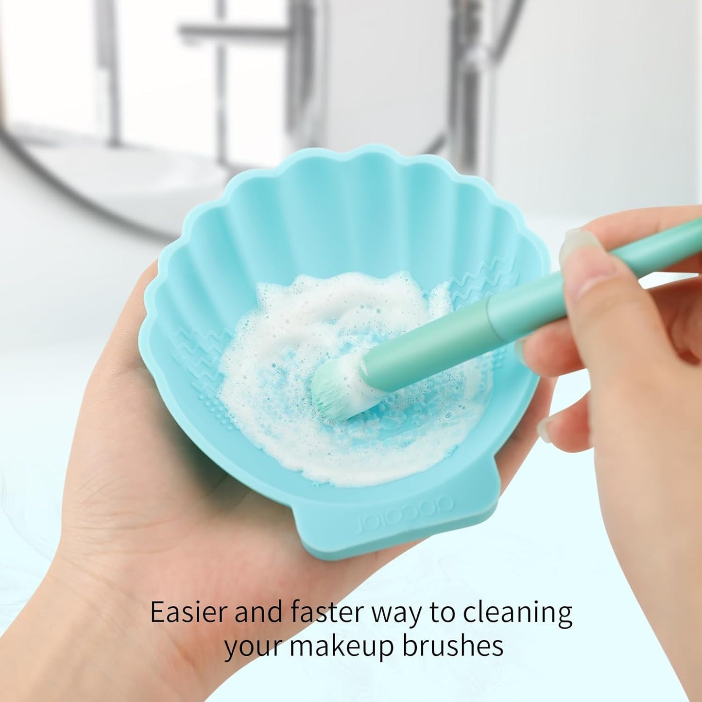 Docolor Silicone Makeup Brush Cleaner Mat Shell shape make up brush cleaner pad Big Size, Makeup Brush Cleaning Mat, Brushes Cleaning Tool, Portable Washing Tool for Makeup Cosmetic Brushes